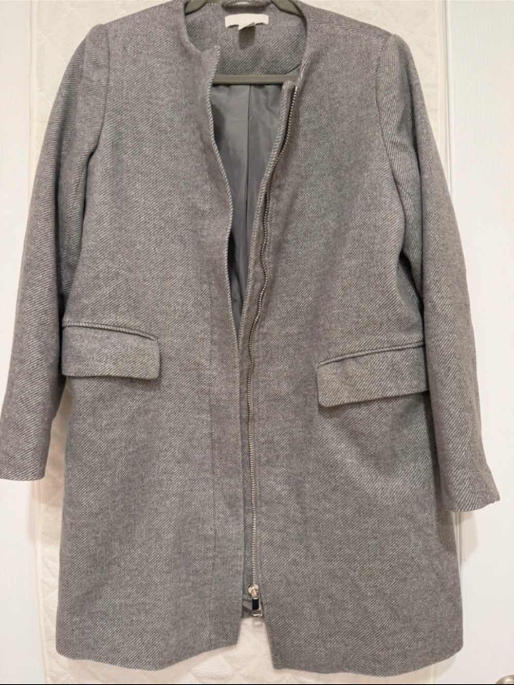 H&M Grey Zip-Up Trench Coat